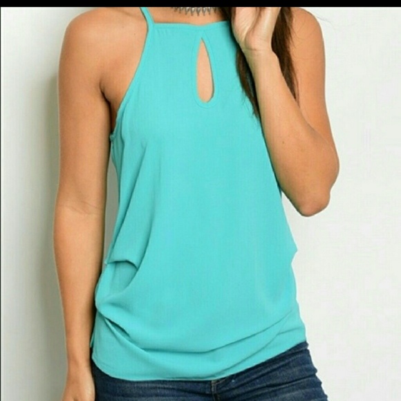 Sage Sleeveless Keyhole Top - Picture 1 of 5