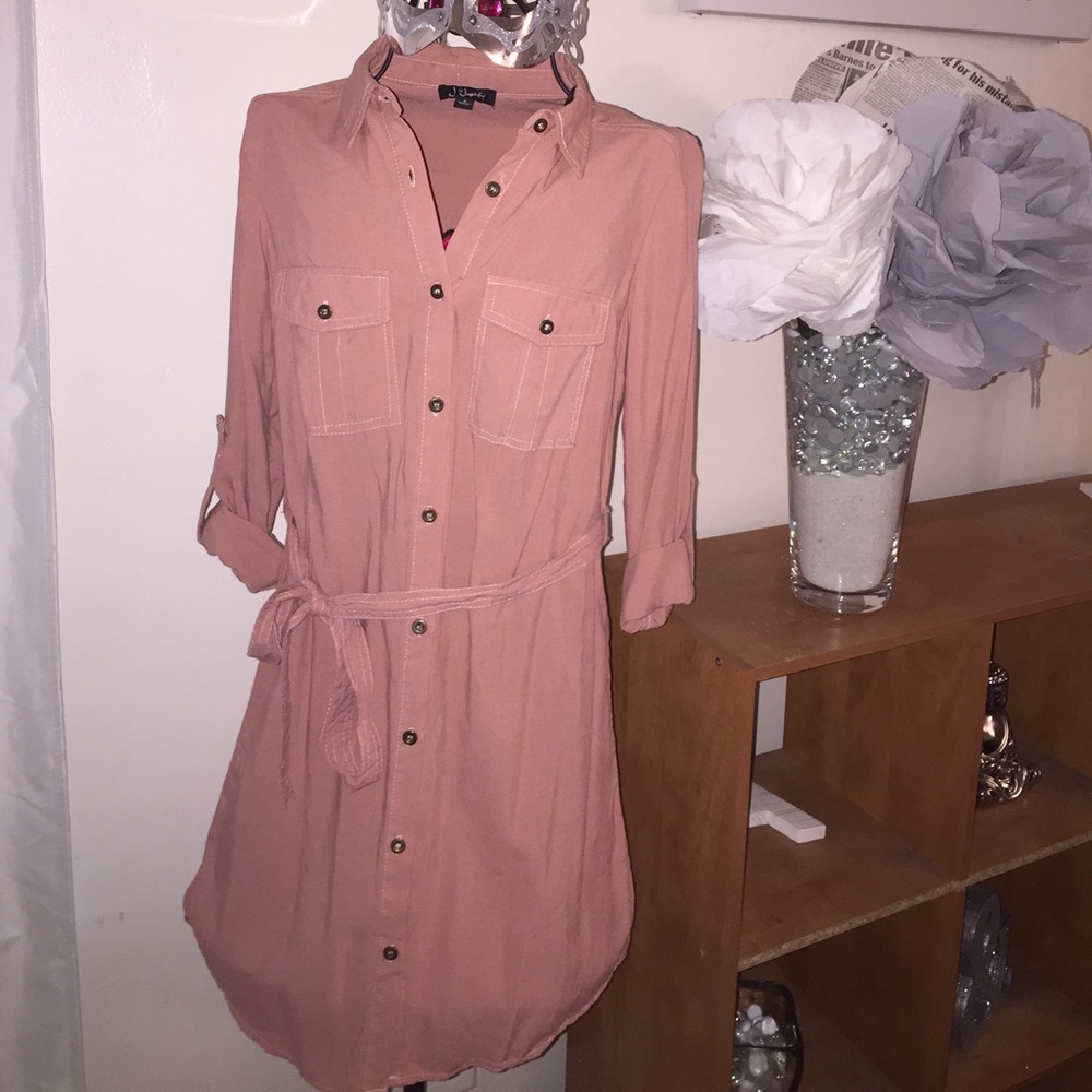 Mauve pink belt dress