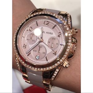 Rose Gold Tone Michael Kors Watch + Links&Orig Box