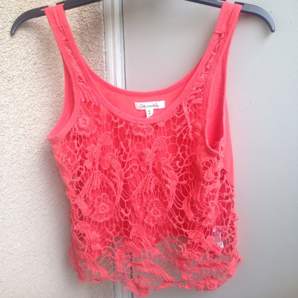 Aeropostale Crochet Crop Top and blue bandeau