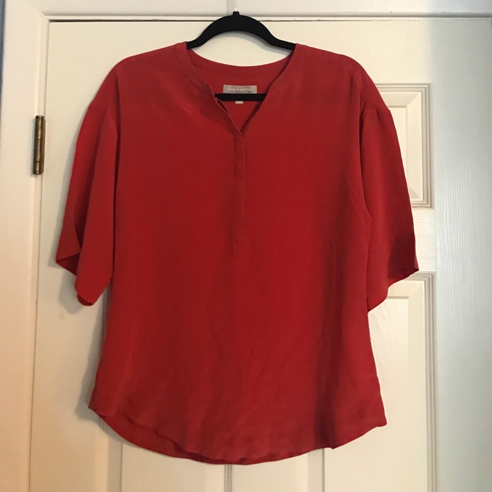 Red silk blouse