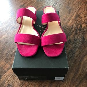 Brand new Jcrew double strap suede slides