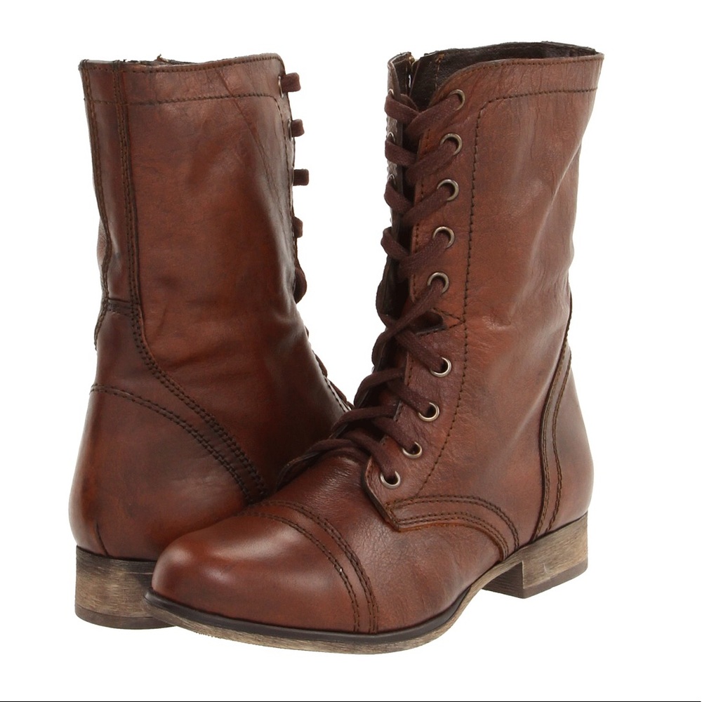Steve Madden Troopa brown leather combat boots