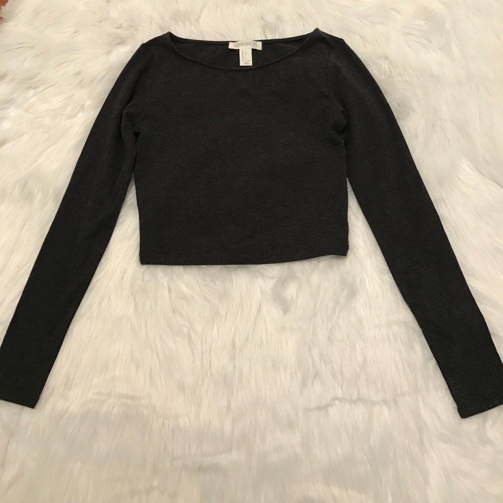 Charcoal grey cropped long sleeve