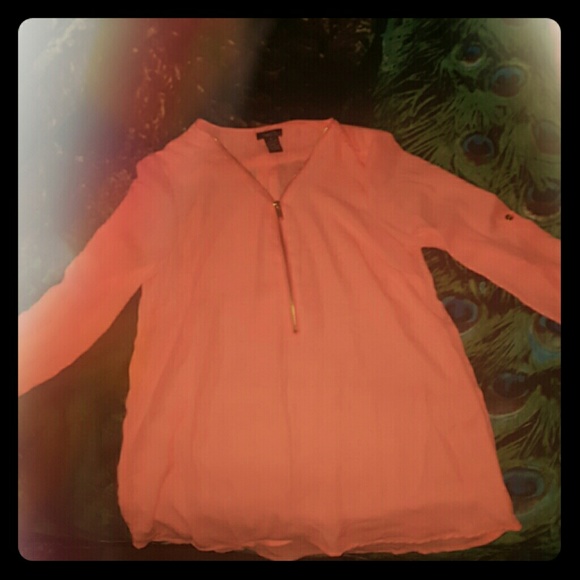 Halfway zip sherbet/peach shirt - Picture 1 of 7