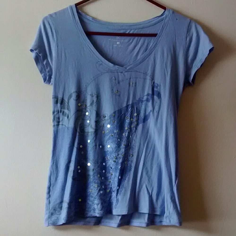 Pretty Lavender Peacock print top with sequins