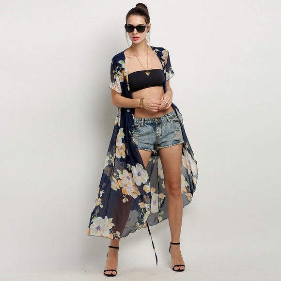 ⚜"Catalina" Floral Chiffon Maxi Wrap Dress⚜ - Picture 3 of 8