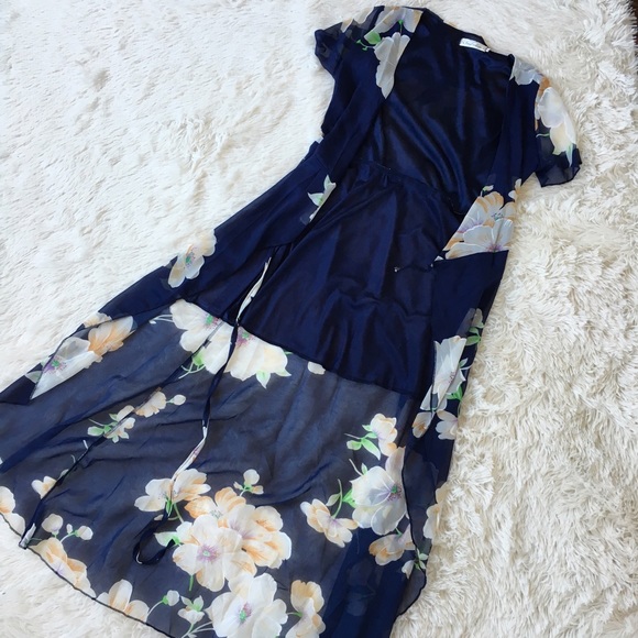 ⚜"Catalina" Floral Chiffon Maxi Wrap Dress⚜ - Picture 7 of 8