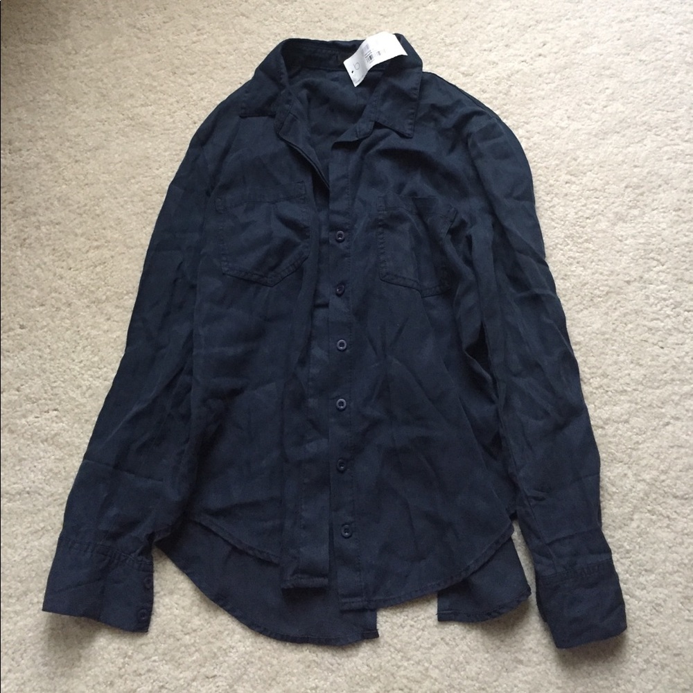 Brand New Aqua Suede Button Down