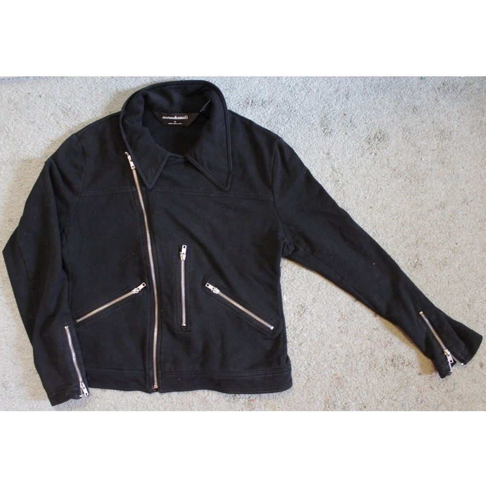 black Norma Kamali zipper jacket