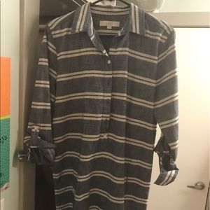 Ann Taylor Loft Denim striped Shirt Dress New Sz 8