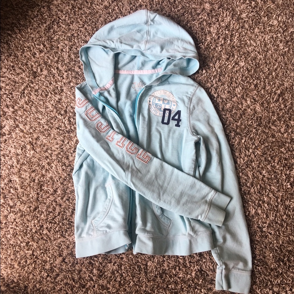 Adorable justice light blue hoodie