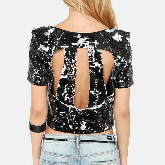 black Tops - Sequin Top with reversible sequins