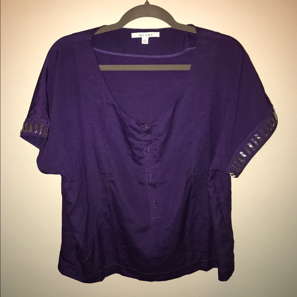 Purple Oversized Top With Sequins
