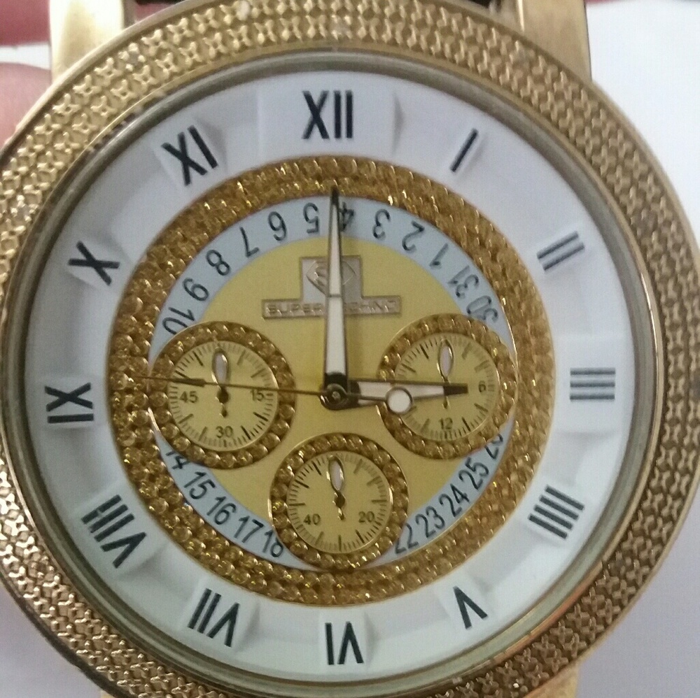 Preowned Super Techno Men's Gold Tone Watch