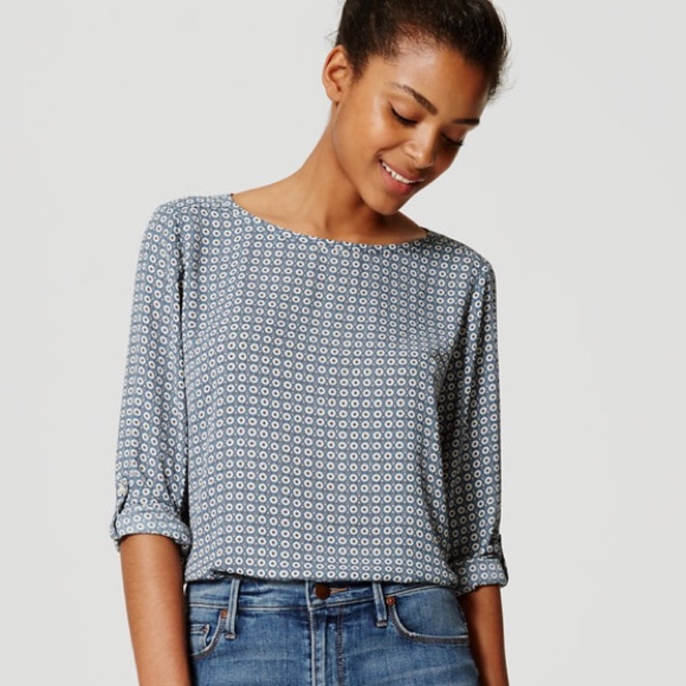 Loft floral tab blouse