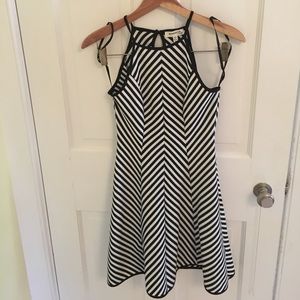Striped High-neck Fit and Flare Mini Dress NWT