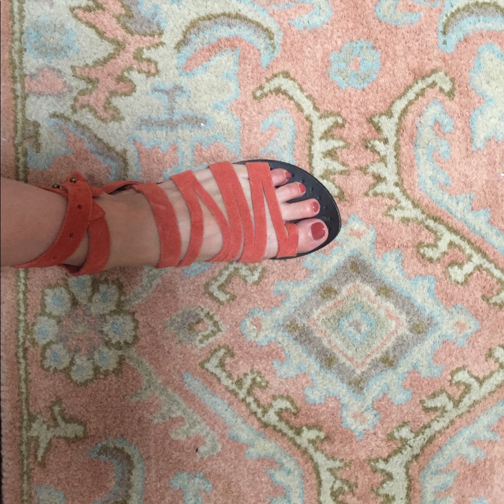Free People Coral suede wrap sandals