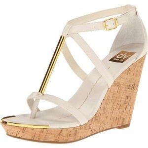 Dolce Vita Tremor white and gold cork wedge sandal