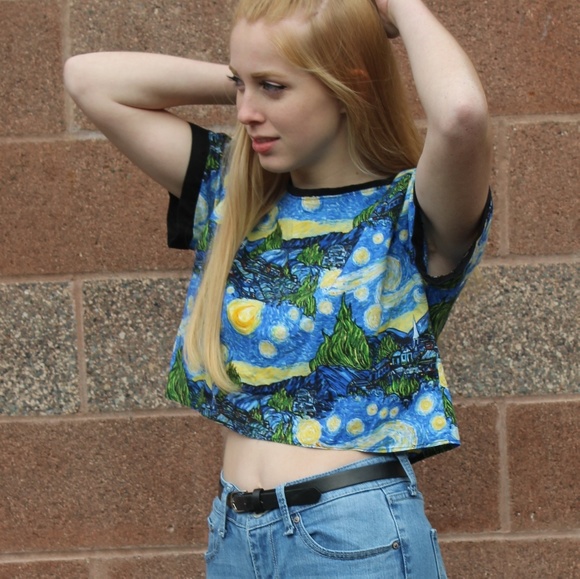 Van Gogh Crop Top - Picture 1 of 2