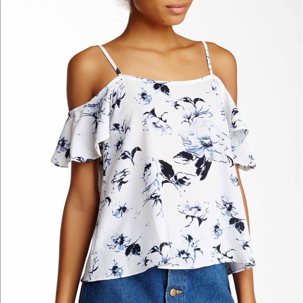 Floral Print Cold Shoulder Blouse