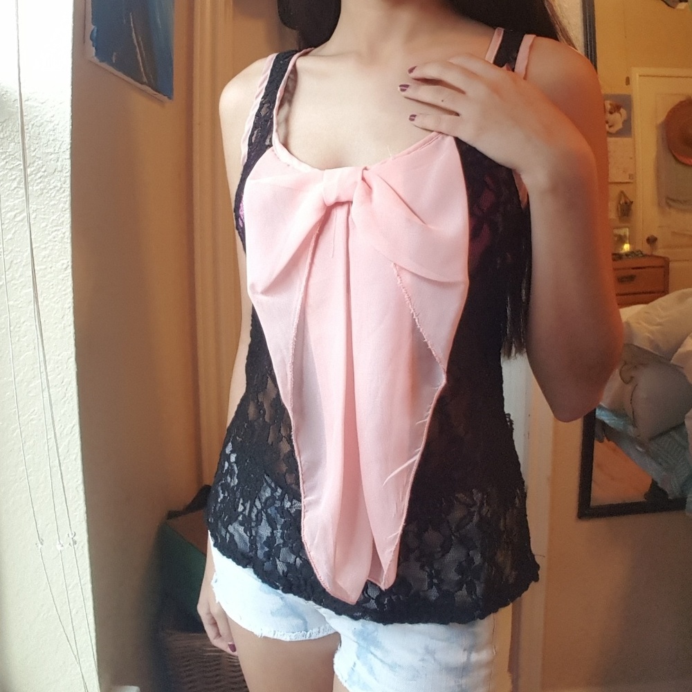 Lace bow top