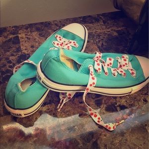 Teal converse low tops