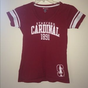 Cha motion Stanford varsity stripe v neck tee