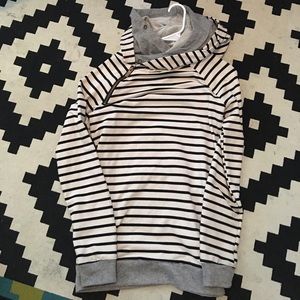 Double hooded stripe sweatshirt