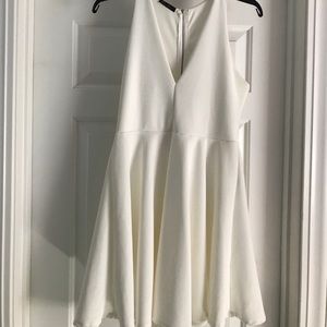 White v-neck skater dress