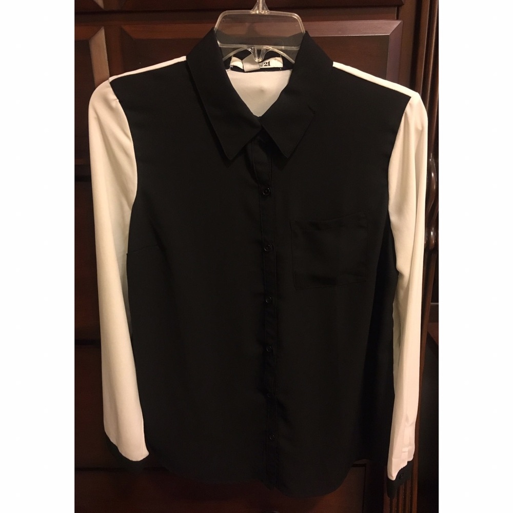 Black and White Button Down Top