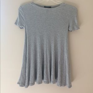 Forever 21 grey and white ribbed trapeze top