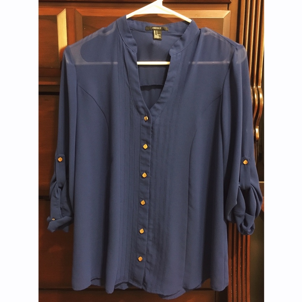 Blue Button Down Top