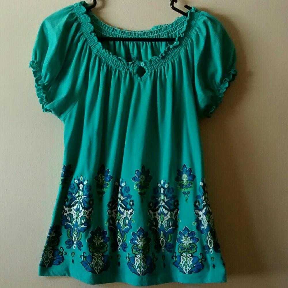 Turquoise Blue Boho Top