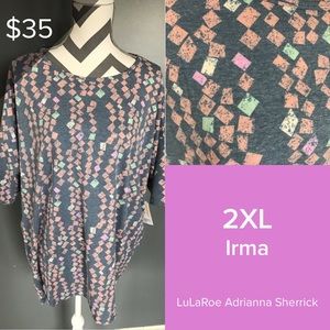 💎 LuLaRoe Irma Tunic Fun Diamond Print Size 2X 🆕