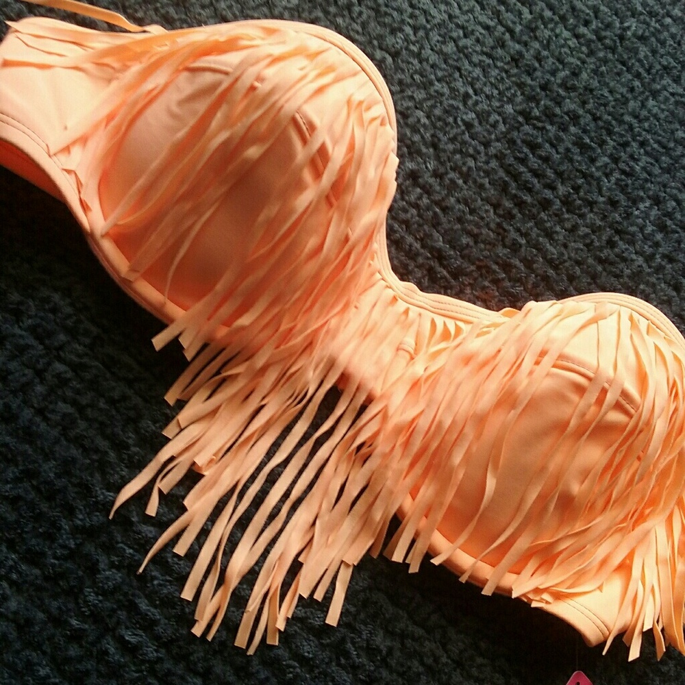 Fringe neon bikini top