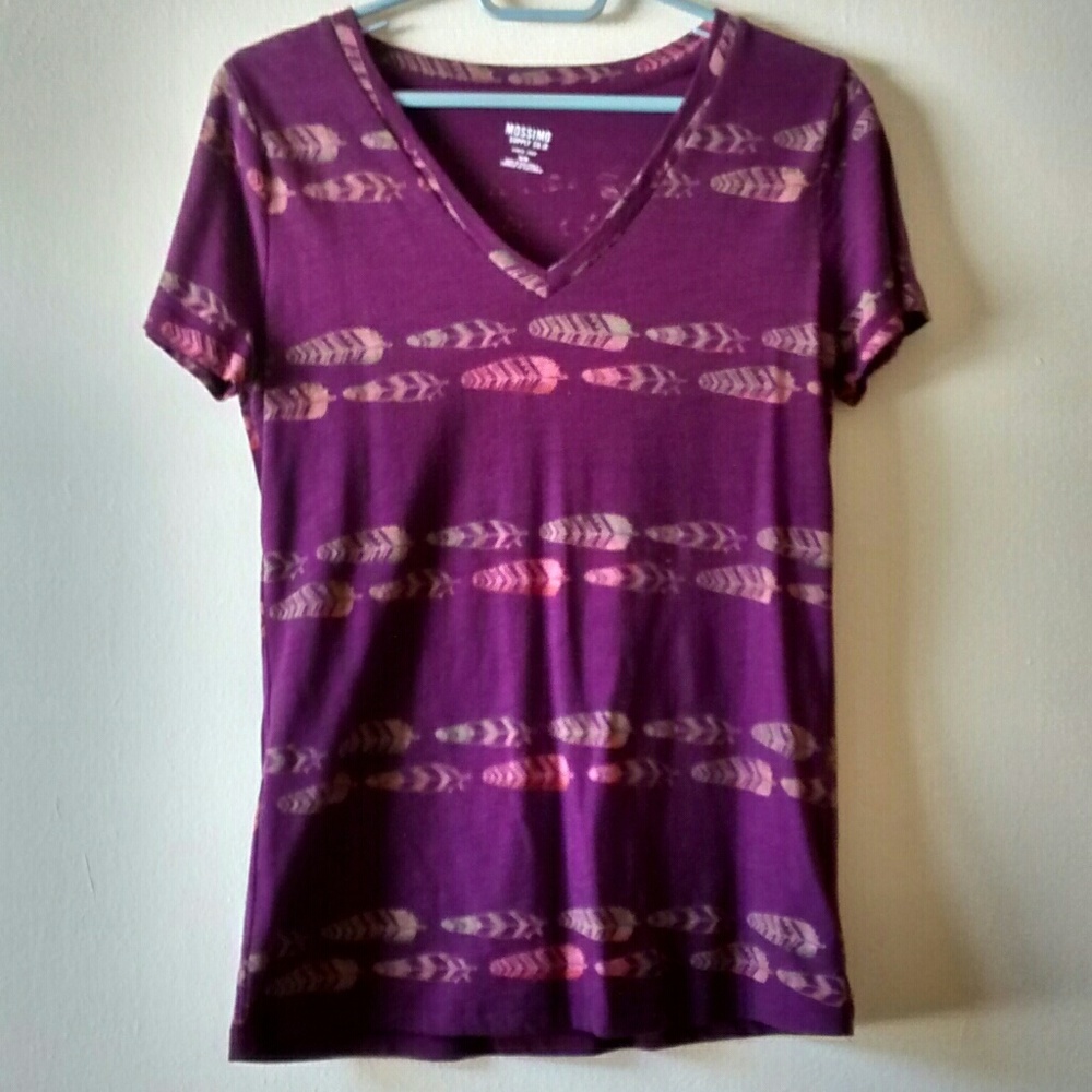 Berry Red / Purple Top with feather stripes