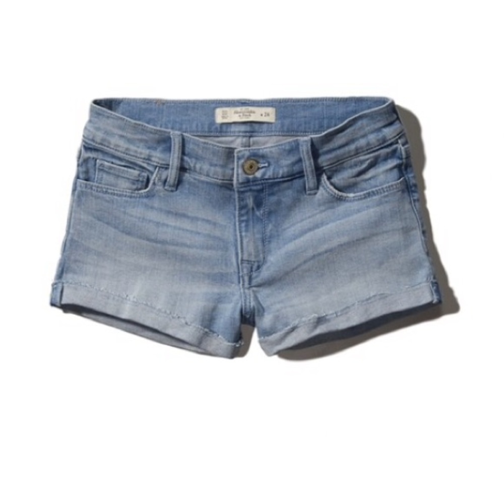 Abercrombie light wash low rise jean shorts