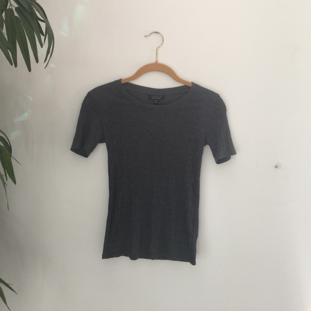 Topshop stretchy basic grey tee