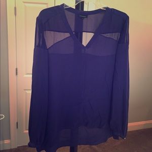 CYNTHIA ROWLEY sheet cobalt blue blouse longsleeve