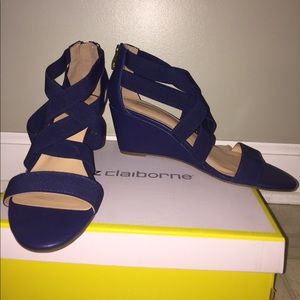 Navy Strappy Wedges