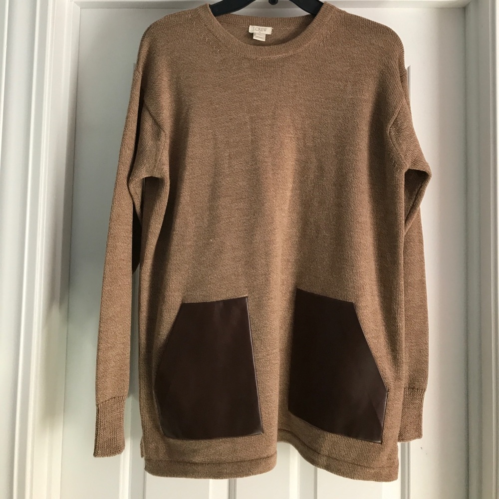 J. Crew brown and faux leather sweater
