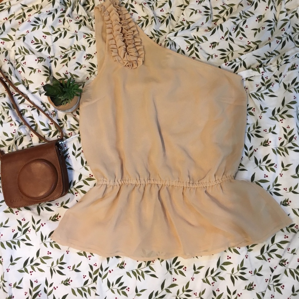 Adorable One-Strap Beige Blouse