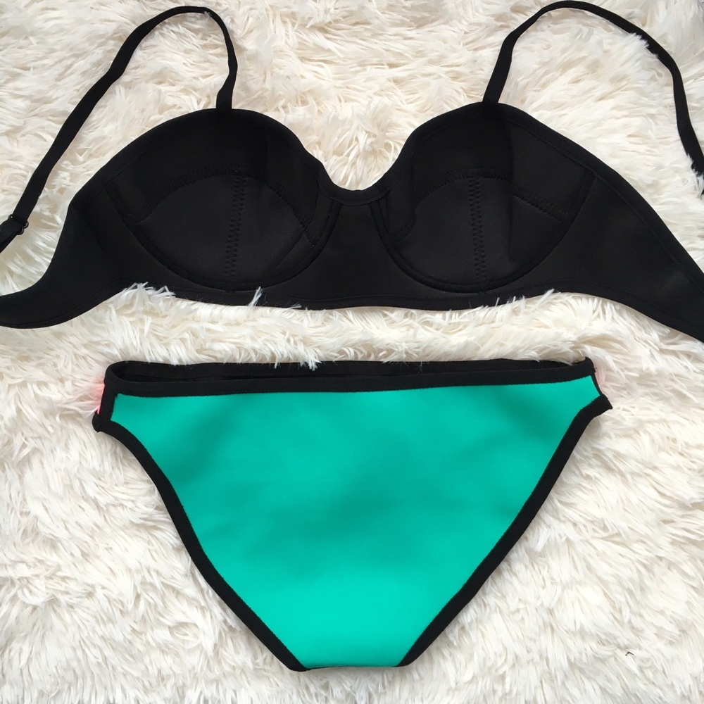 ❣Sale! Teal Neoprene Colorblock Bikini 👙 - Picture 4 of 7