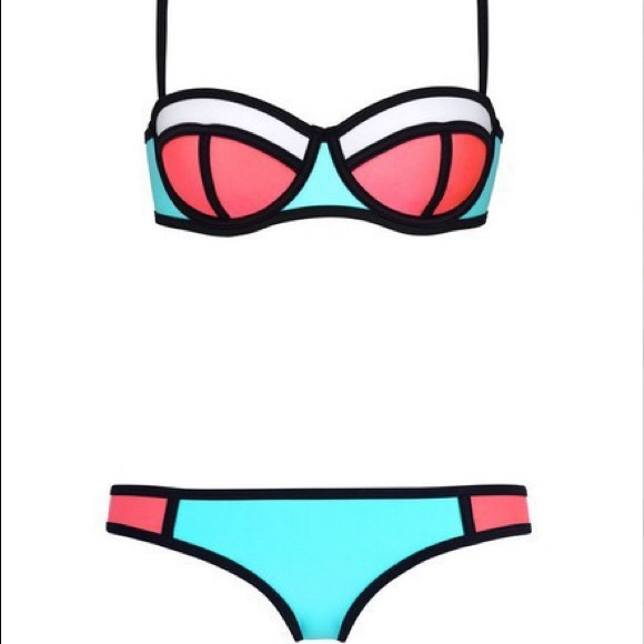β£Sale! Teal Neoprene Colorblock Bikini π - Picture 2 of 7