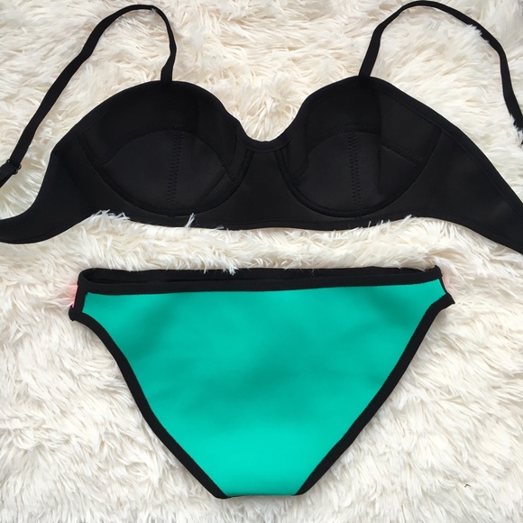 β£Sale! Teal Neoprene Colorblock Bikini π - Picture 4 of 7