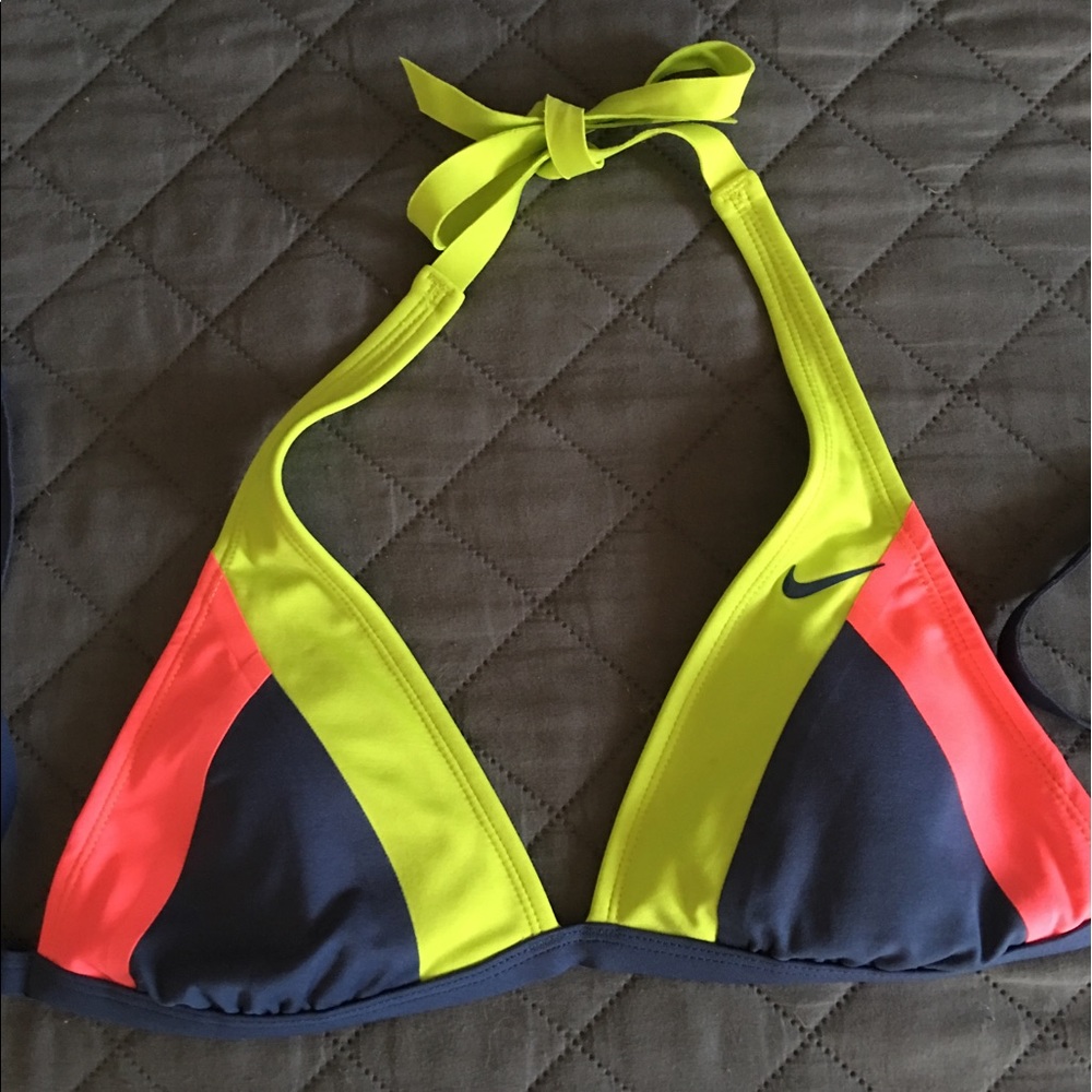 NWOT Nike Bikini Top S Gray / Lime / Orange