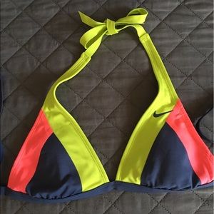 NWOT Nike Bikini Top S Gray / Lime / Orange
