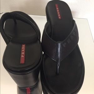 Authentic Prada wedge sandals.