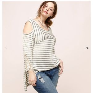 Striped cold shoulder 3X